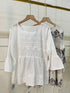 Cotton Embroidered Peplum Tiered Tops
